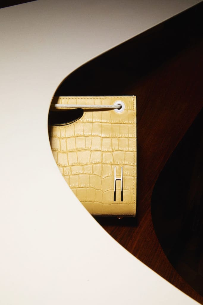 Hayward Mini 1712 Basket handbag in yellow Crocco embossed leather. (Photo courtesy of Hayward)