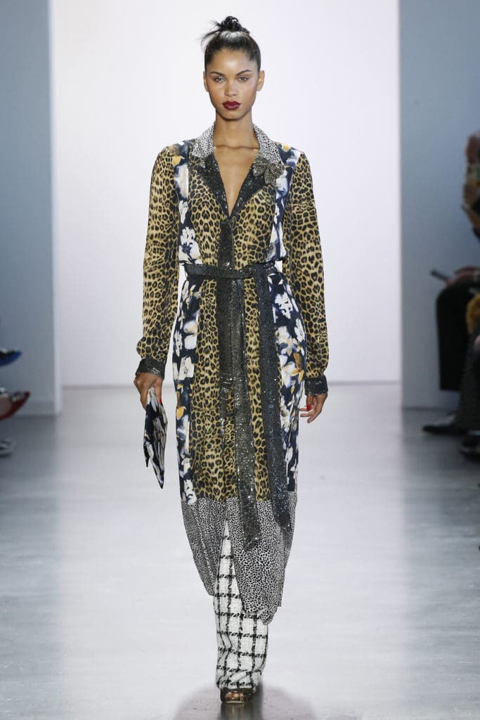 Badgley Mischka coat mixes florals and animal prints.(Photo courtesy of Badgley Mischka)
