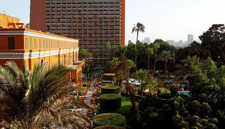 The lush gardens of the Cairo Marriott are perfect for dining al fresco day or night.