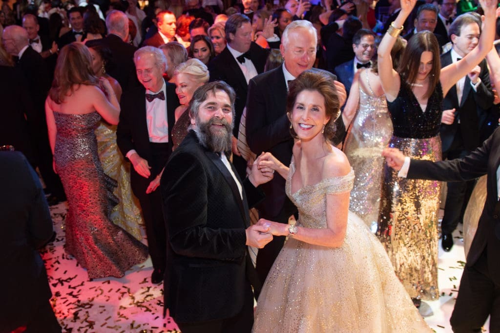Staton Welch and Phoebe Tudor dancing at the Houston Ballet Ball in February with no worries about the pandemic to come. (Photo by Wilson Parish)