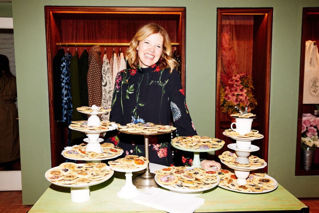 Lela Rose baked 500 shortbread cookies pressed with pansies and daffodils to match her fall collection. (Photo by Taylor Jewell)
