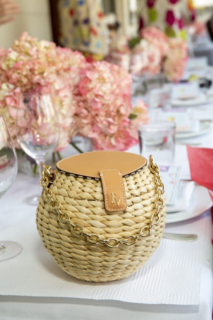 Very chic party favors - a Frances Valentine Honeypot basket bag (Photo by Jenny Antill Clifton)