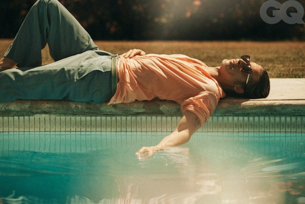 Brad Pitt sports a pair of limited edition sunglasses from the Hopper x Jacques Marie Mage Collaboration for a recent spread in GQ magazine. (Photo courtesy of GQ)