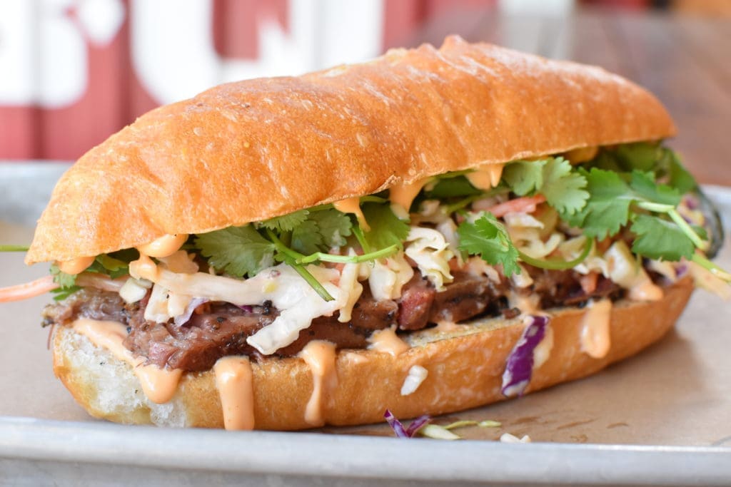 Brisket Love BBQ serves up a BBQ Brisket Banh Mi at Legacy Hall. (Courtesy of Brisket Love BBQ)
