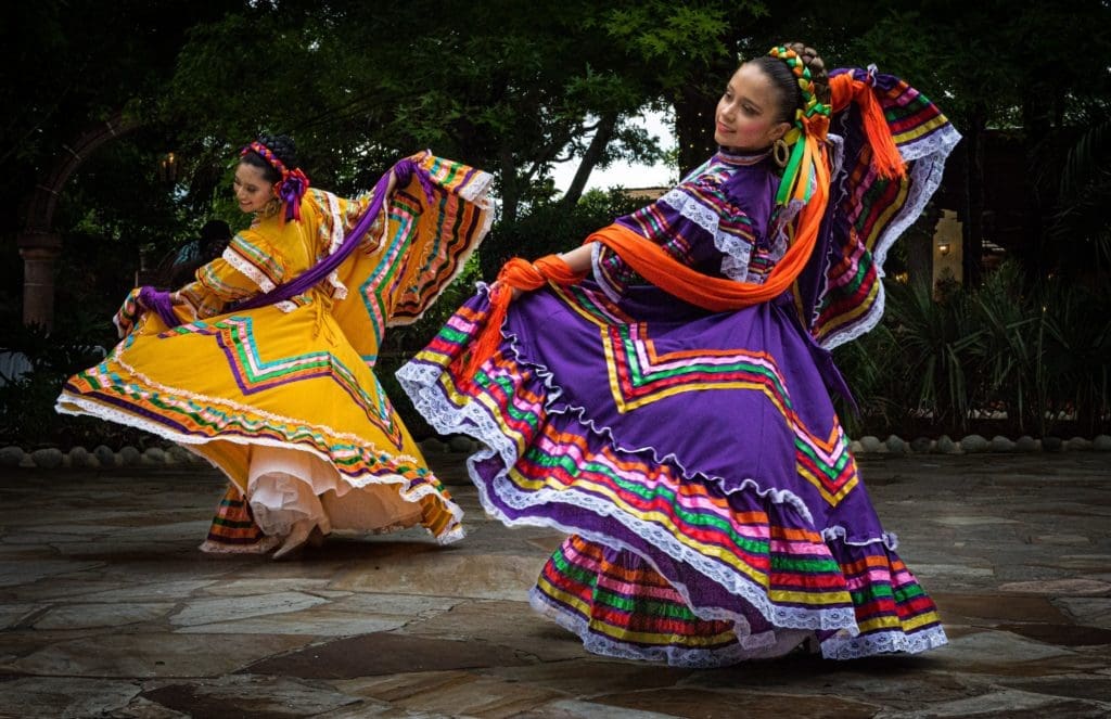 Folklorico dancers captured at Joe T. Garcias restaurant on Cinco de Mayo.