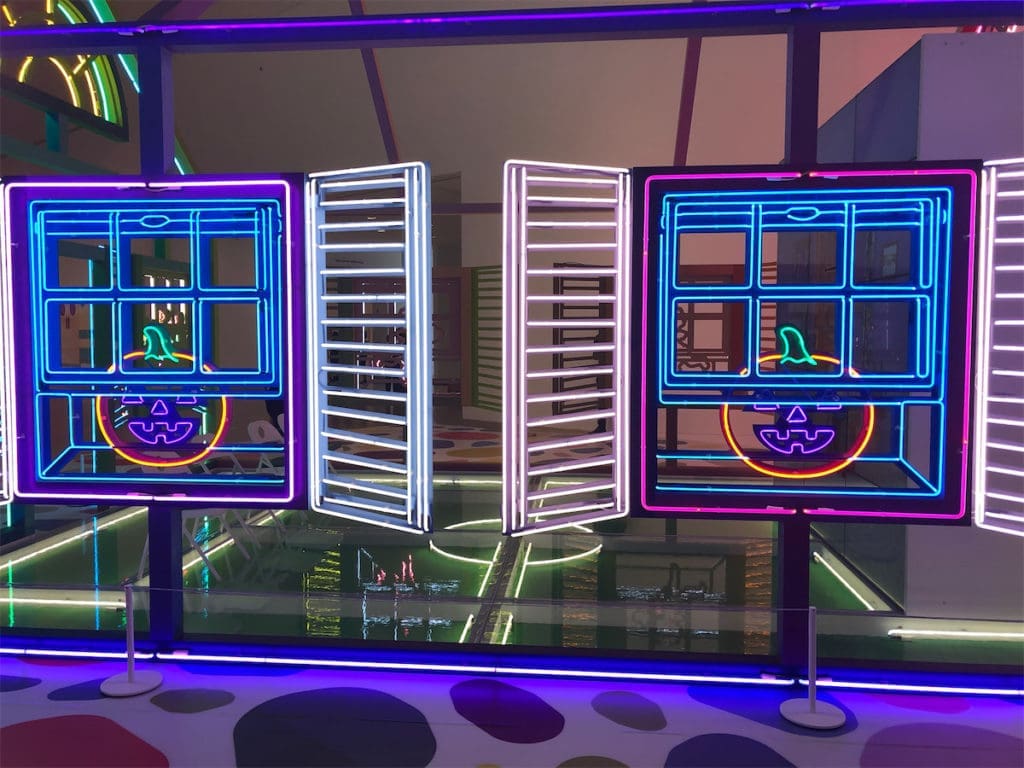Only four people can go inside of the Neon House at once. (Photo by Megan Ziots)