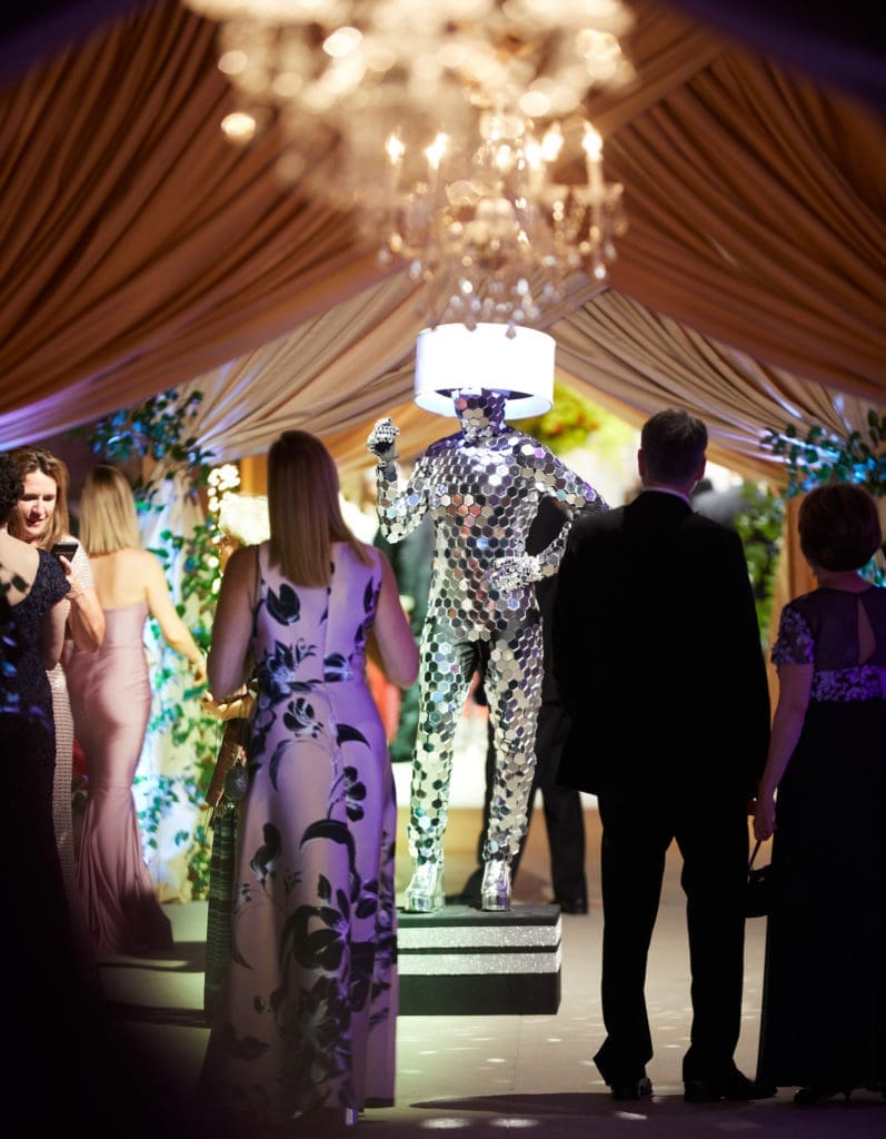 A mirrored model greeted guests at The Jewel Charity Ball. (Photo by Steve Wrubel)