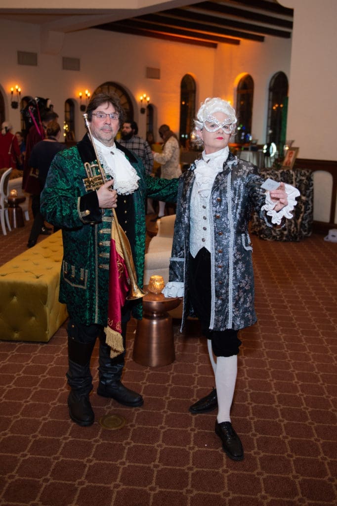 Trumpeter and herald caller at the 50th birthday party for Robert Pupelis (Photo by Priscilla Dickson)