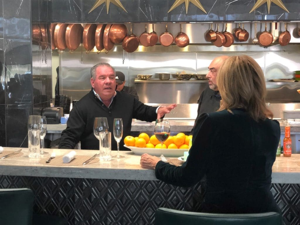Bruce Russo with Chef Avner Samuel and Jane McGarry at Nosh.