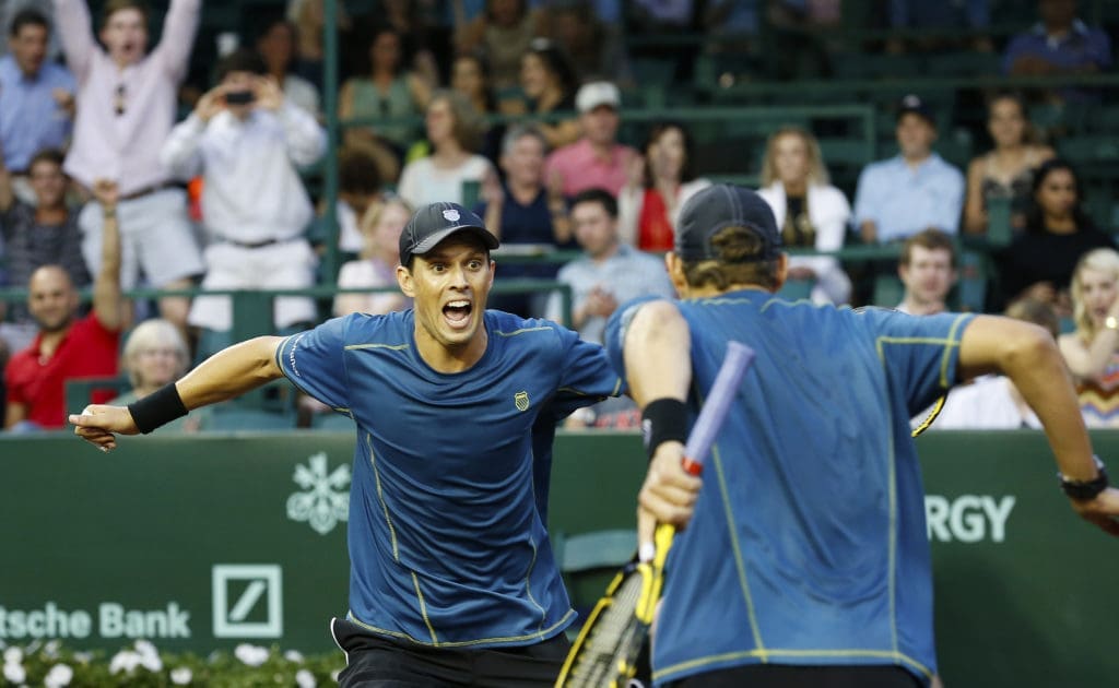The brothers Bryan during the Fayez Sarofim & Co. U.S. Men's Clay Court Championships at the River Oaks Country Club in 2014.

Photo by Aaron M. Sprecher/ROCC