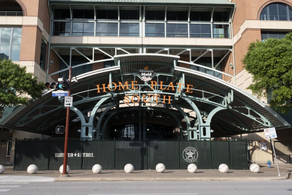 Minute Maid Park sat dark during the coronavirus pandemic. (Photo by F. Carter Smith)