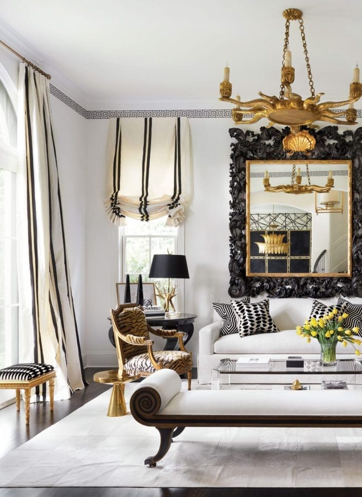 Interior designer Renea Abbott keeps things dramatic in her personal black-and-white retreat in Houston.  
