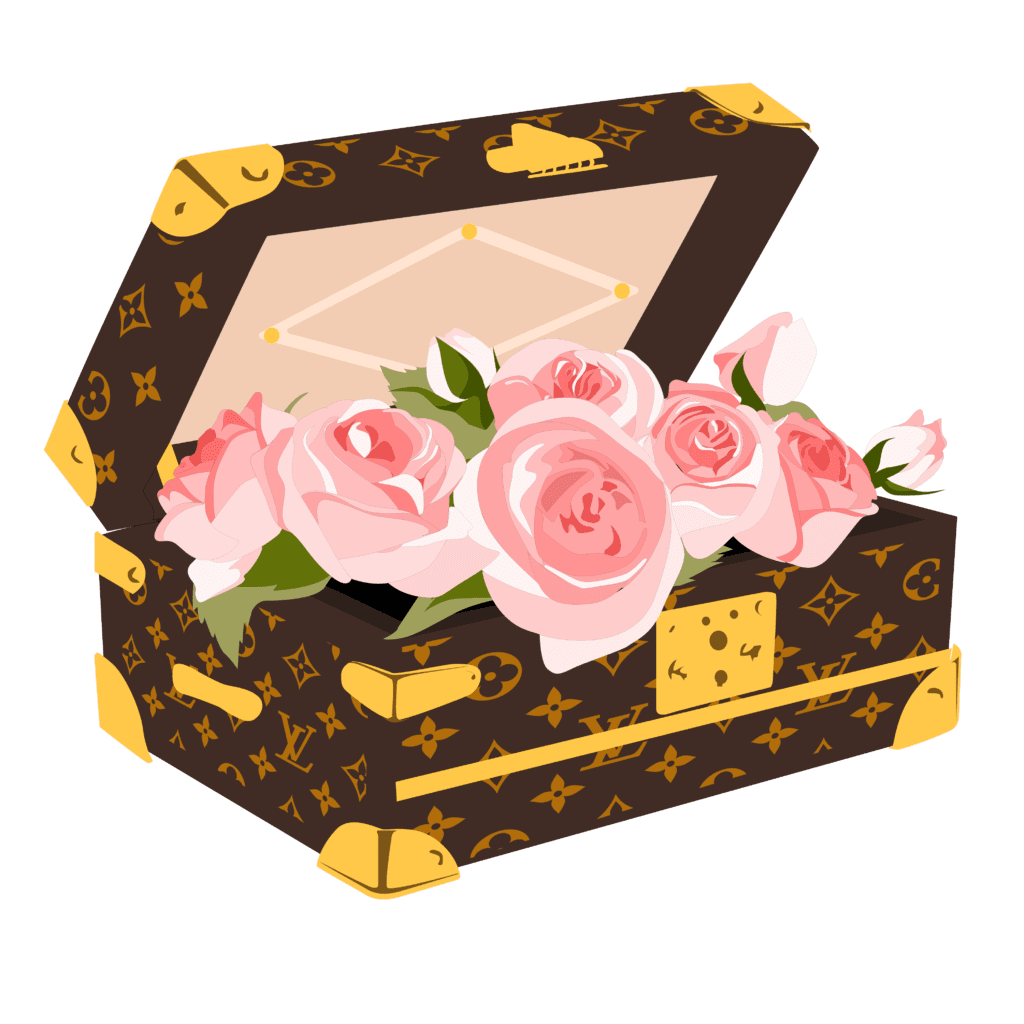 The Louis Vuitton Flower Trunk is one of the many elements available to customize your LV E-Card.