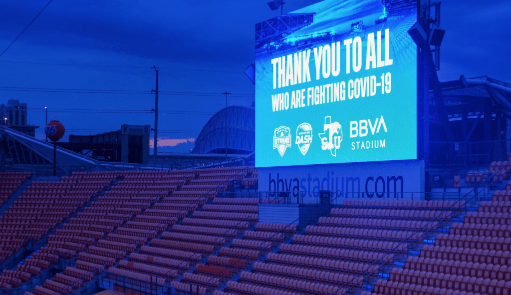 BBVA Stadium joins the salute (Instagram photo @houstondash)