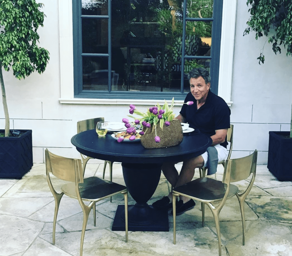 Steve Wyatt enjoying dinner on his terrace during social isolation. 