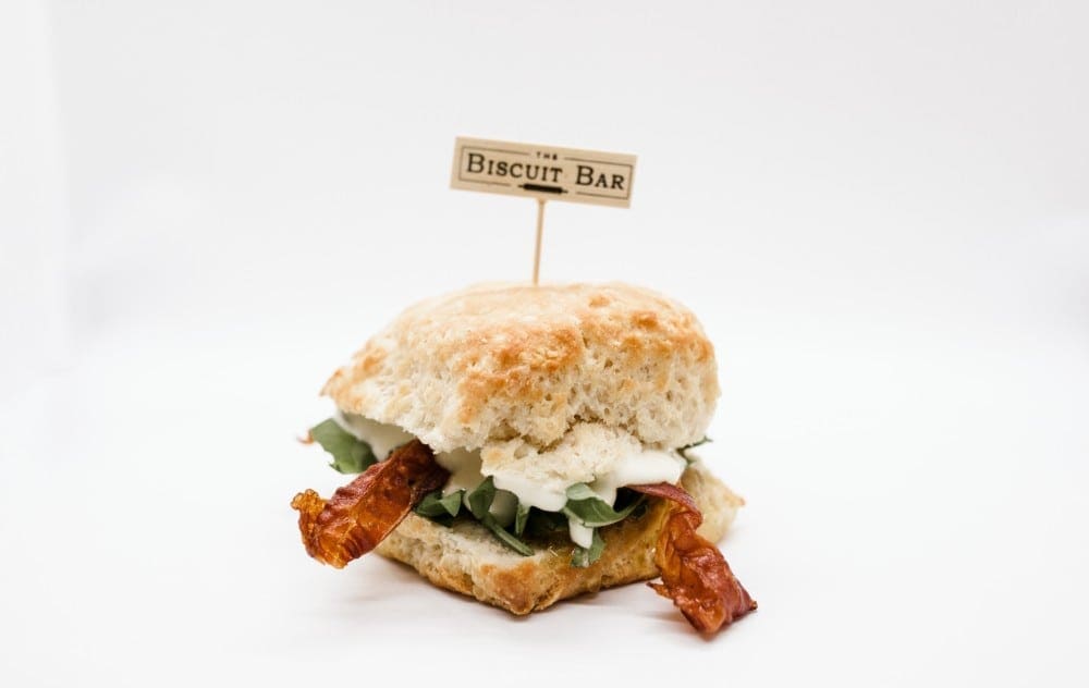 The F.A.B.B with sweet fig preserves, arugula leaves, gooey brie and crispy bacon.