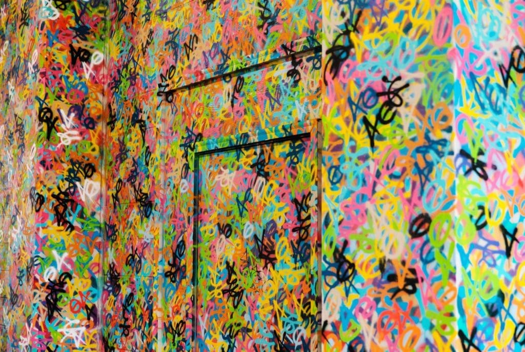 A bold graffitti inspired wall in Uptown.