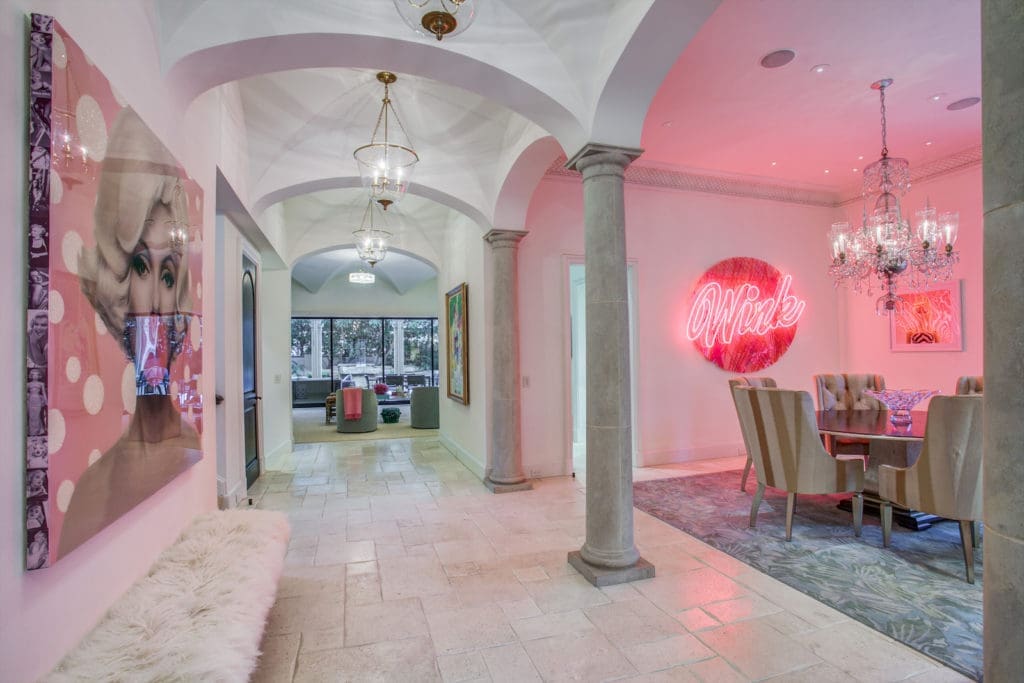 Kameron Westcott's signature love of pink is evident throughout the home. (Photo by Compass Real Estate)