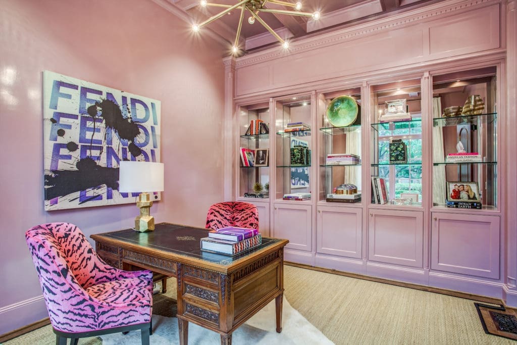 Westcott's bubblegum pink office.  (Photo by Compass Real Estate)