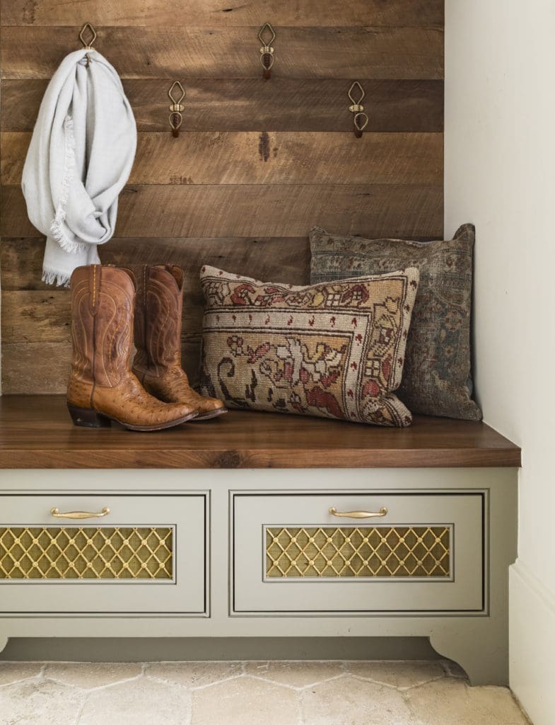 The mud room, once considered a luxury, now plays an important role in a 'health' household. (Photo courtesy of Marie Flanigan Interiors)