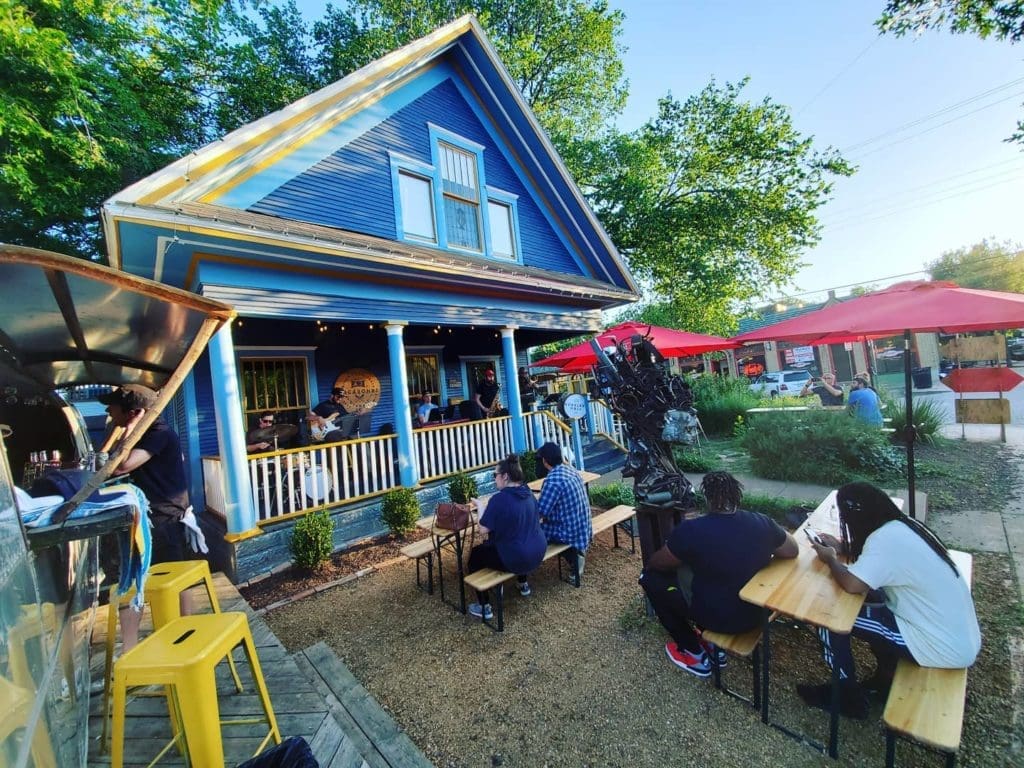 Revelers Hall has begun hosting socially distanced porch concerts at AJ Vagabond in the evenings. (Courtesy of Revelers Hall)