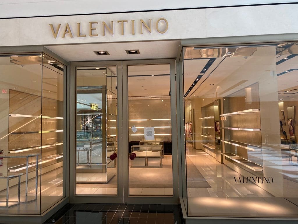 On Friday, the Valentino boutique was handling only pick-up service but expects to be fully stocked and open for business at some time next week. (Photo by Shelby Hodge)
