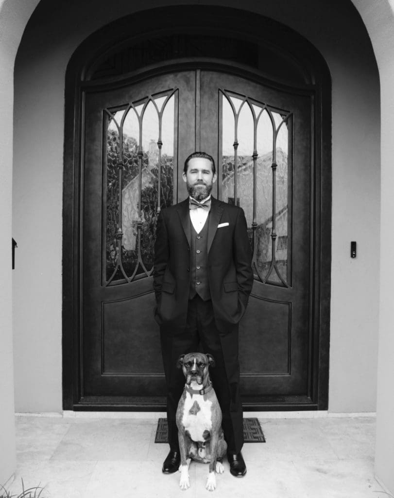 William Hagans and his friend Norton dressed up to stay home and attended the virtual JDRF Houston gala. (Photo by Barbara Perlick)