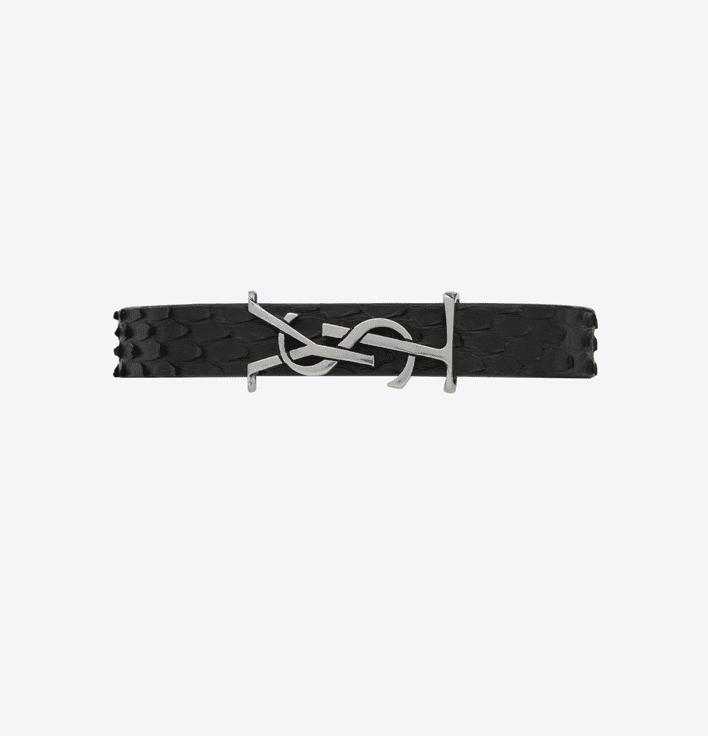 Opyum bracelet in python, $375, available at Saint Laurent boutiques and at Saintlaurent.com