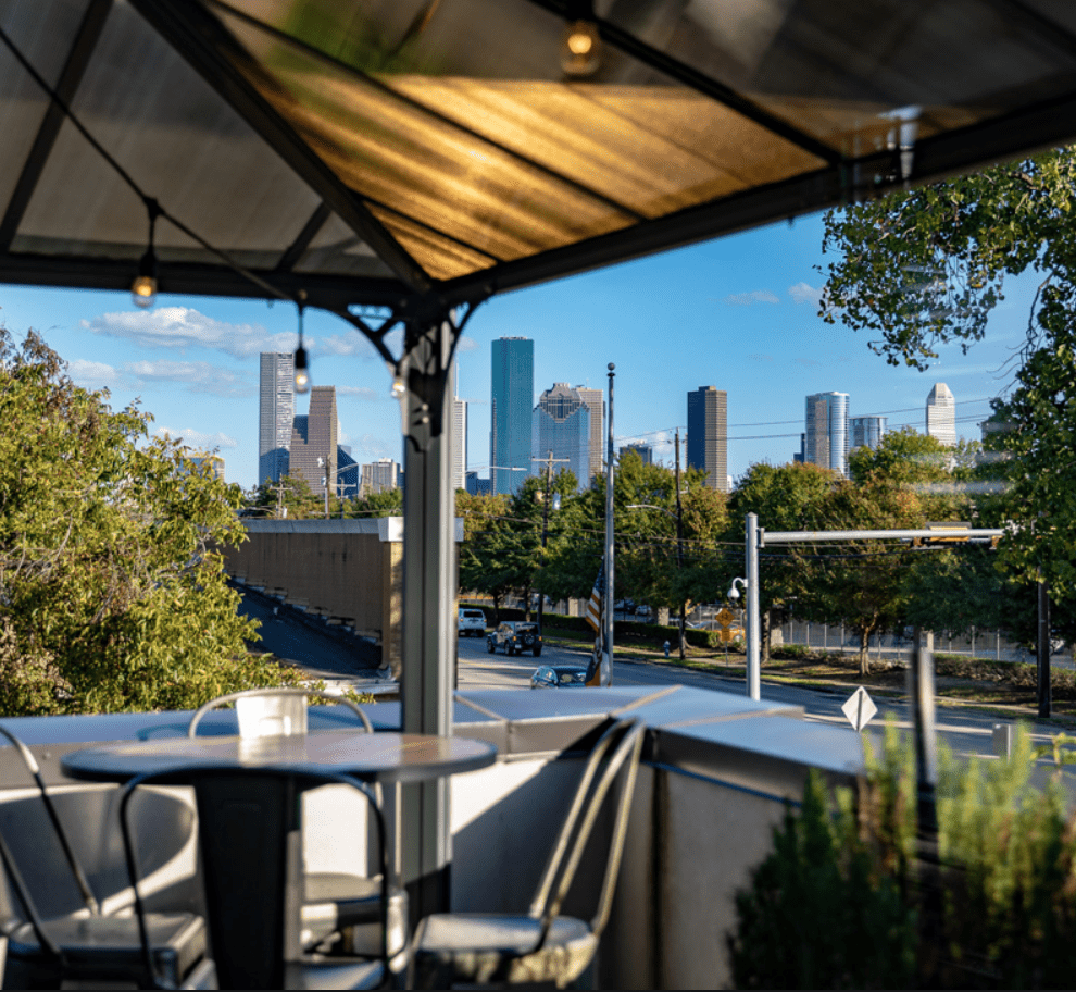 Urban Eats rooftop terrace, with view so the downtown skyline, is open for full service.