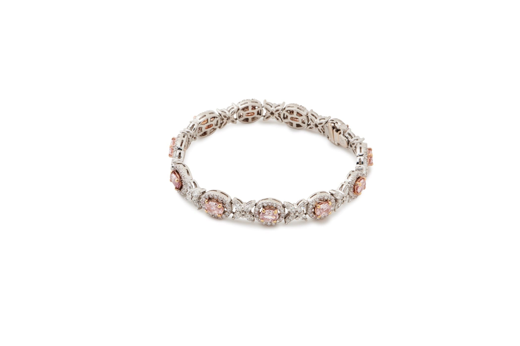 Sparkling pink diamond bracelet.