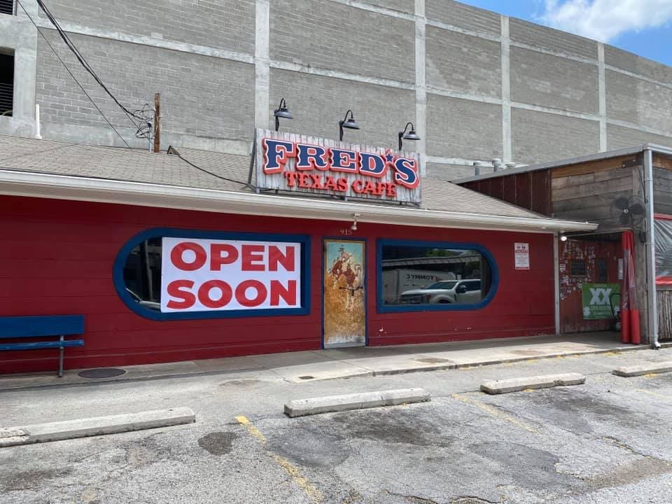 Fred's Texas Cafe promises to Open Soon in Crockett Row. 