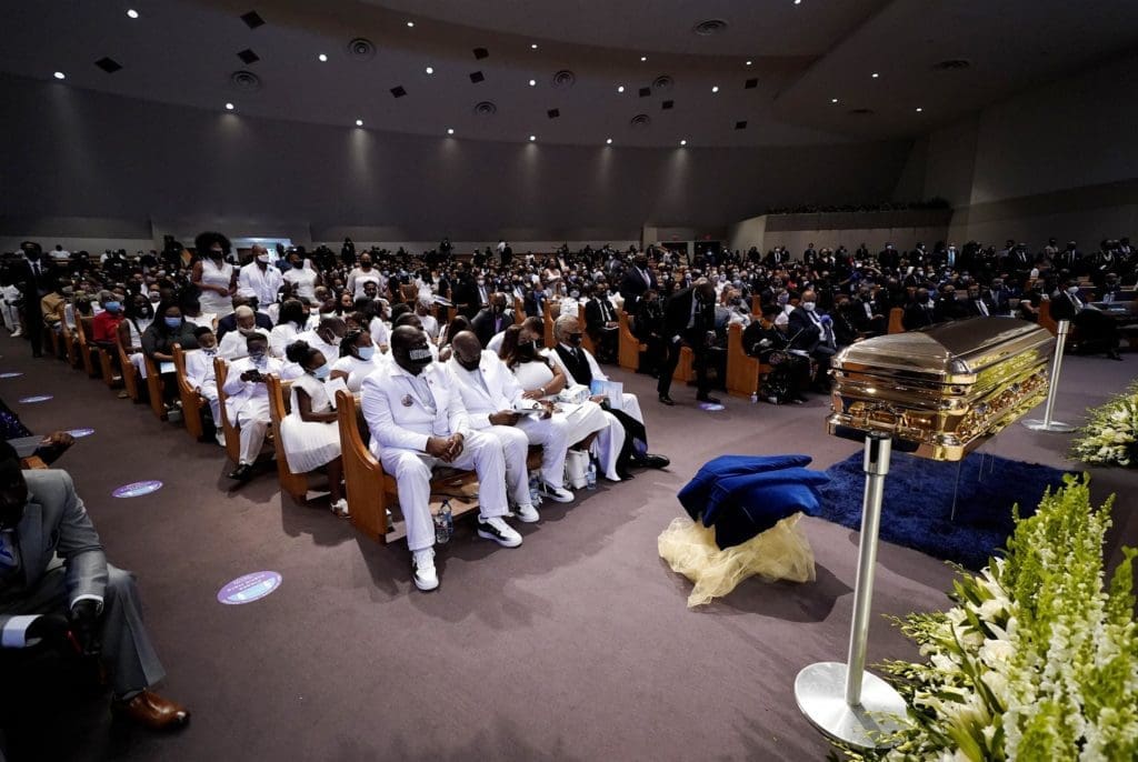 George Floyd's funeral packed the church and turned into an unforgettable three and a half hour celebration. (Pool photo by David J. Phillip)