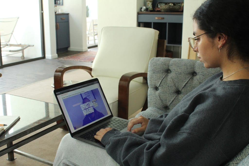 Andrea Anaya prepares for office hours session with Christian Navaro