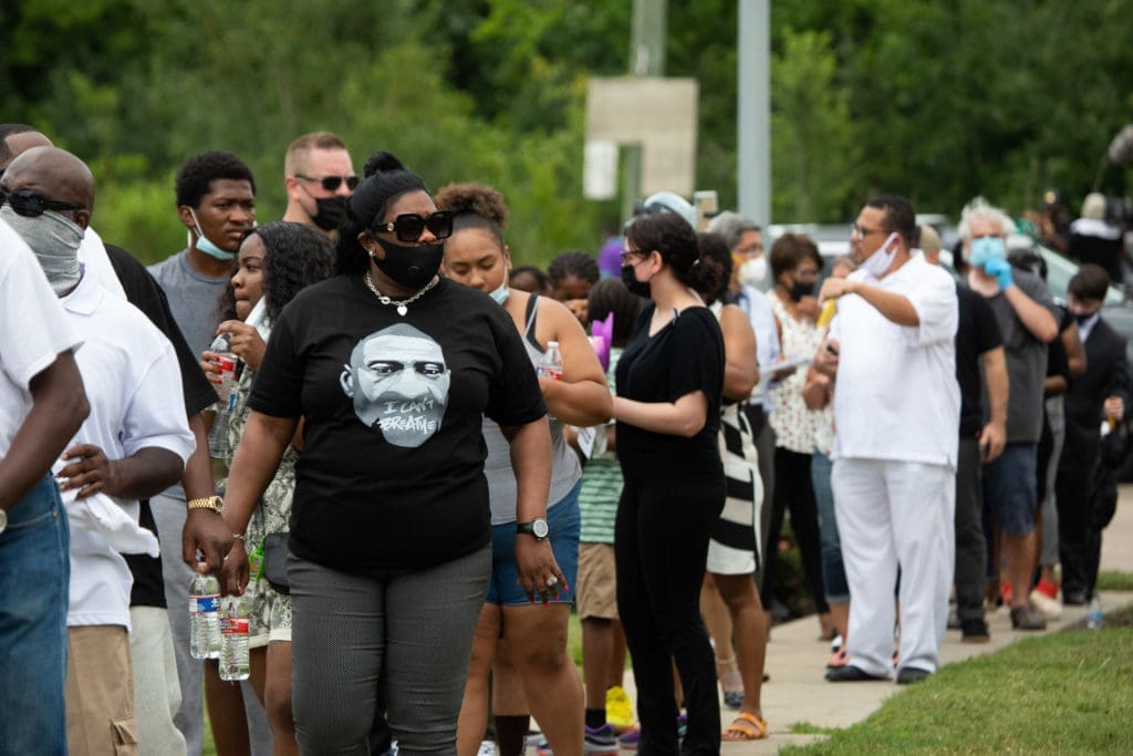 Thousands and thousands of Houstonians gathered to remember George Floyd as his body laid in state at The Fountain of Praise church. (Photo by F. Carter Smith)