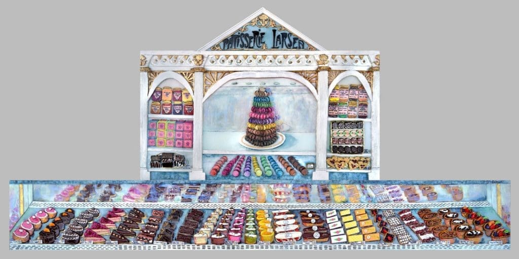 Gallerist Bryn Larsen commissioned Houston artist Diane Gelman to convert her butler’s pantry into "Patisserie Larsen," a tasty pastry shop. (Photo courtesy the artist) 