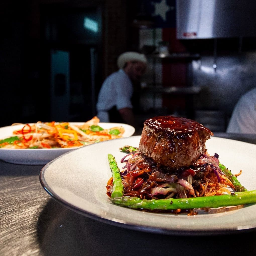 Lonesome Dove garlic stuffed beef tenderloin - order up.