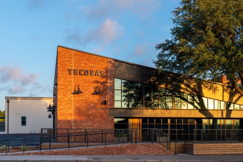 The exterior building and signage. 