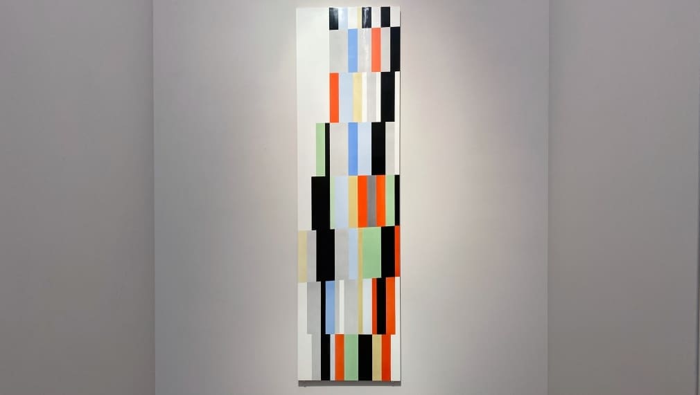 Late Venezuelan geometric painter Alejandro Otero's "Tablón 12, Upata 1927 [Plank 12 Upata 1927]," 1973-1987, at Sicardi | Ayers | Bacino
