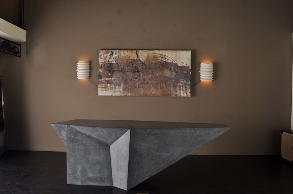 Ribbed plaster sconces 