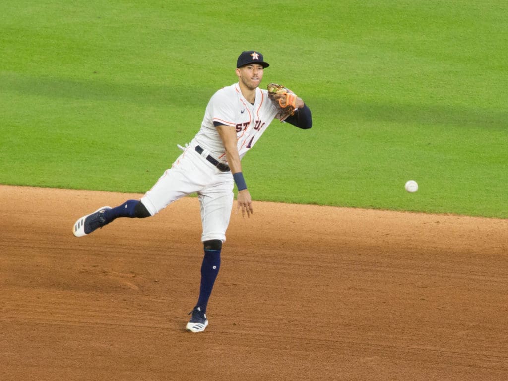 Astros shortstop Carlos Correa is a defensive force. (Photo by F. Carter Smith)