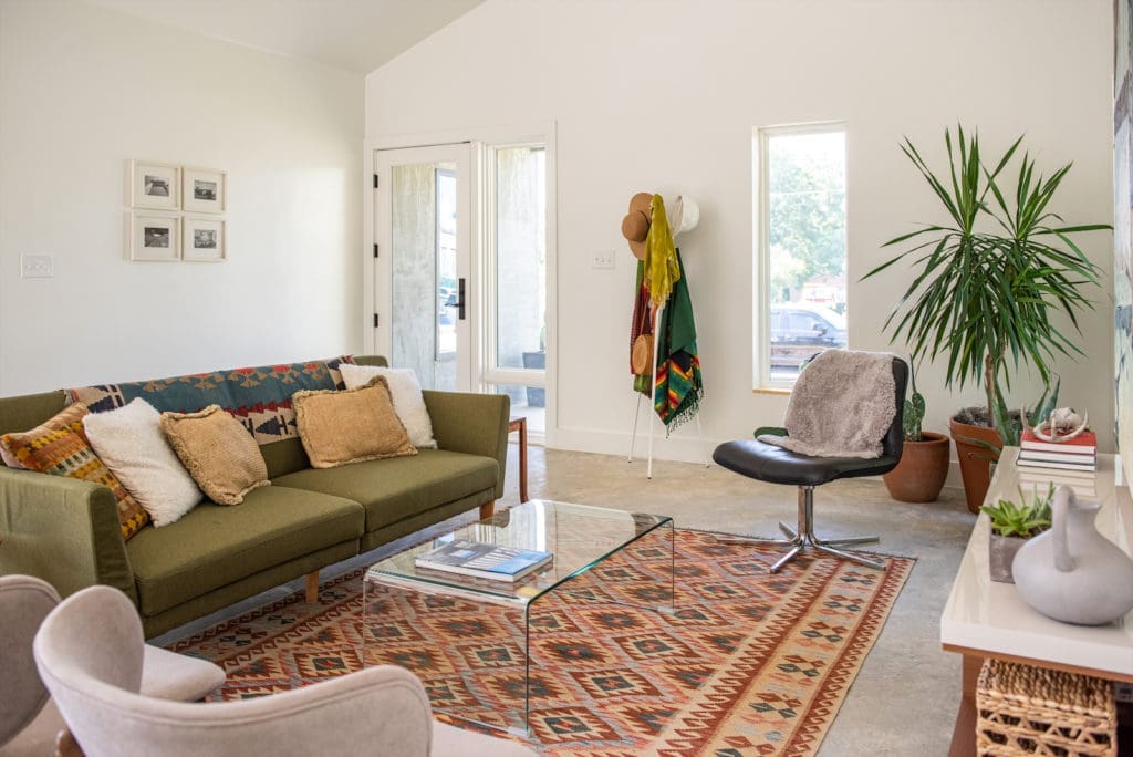 Lofty, vaulted ceilings create more space inside. 