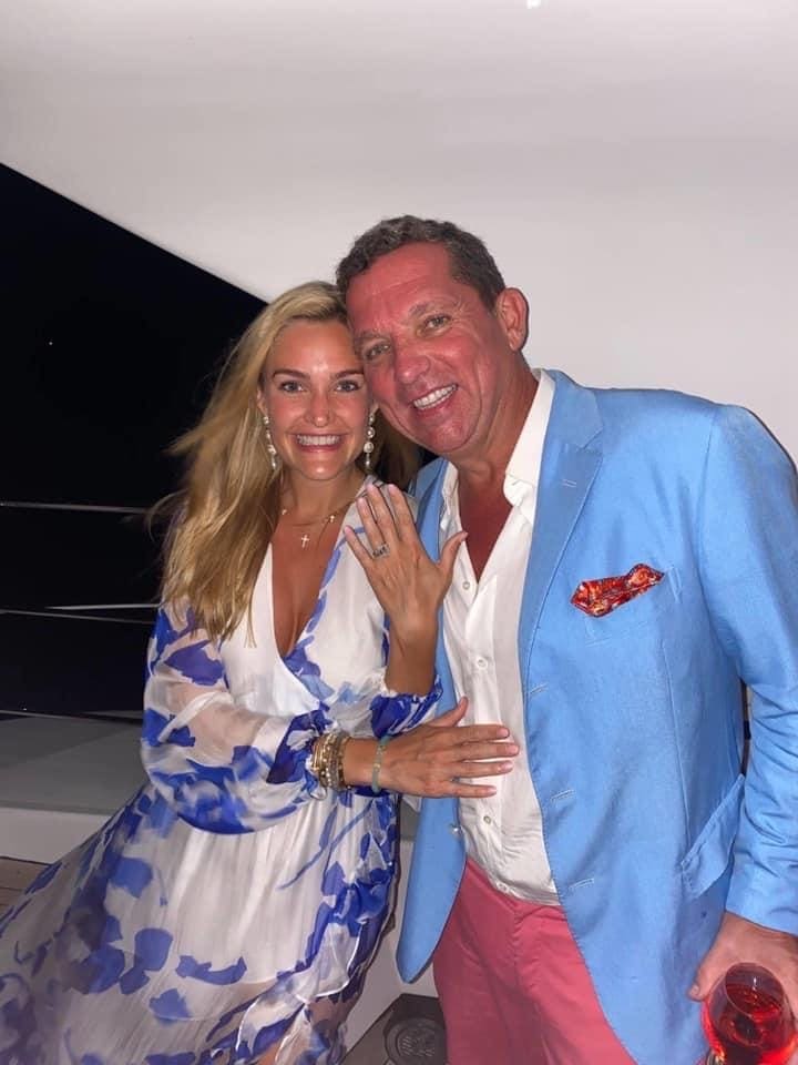 Frances Moody and Tony Buzbee celebrate their engagement aboard his yacht on a trip in the Bahamas. (Courtesy photo)