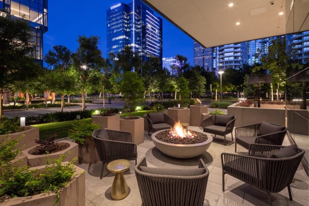 Perry's Park District patio after sunset is stunning.