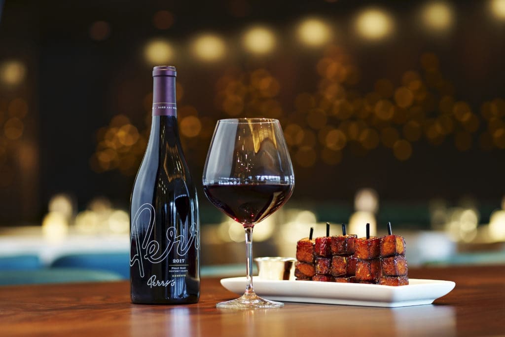 Perry's Pinot Noir and pork chop bites.