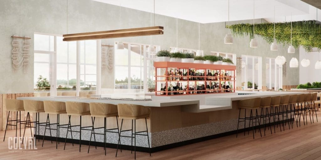 The 5,000 square foot Pier 6 Seafood & Oyster House will feature from the Gulf oysters, shrimp and crab year round. (Courtesy rendering)