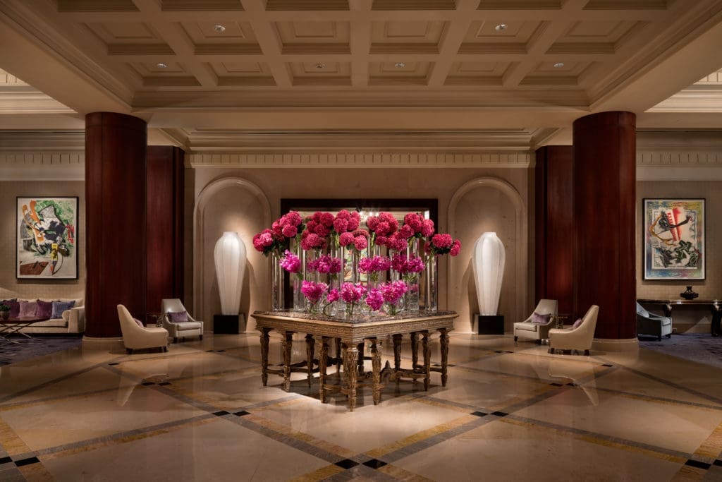 The gorgeous floral arrangements, a staple of the hotel's lobby.