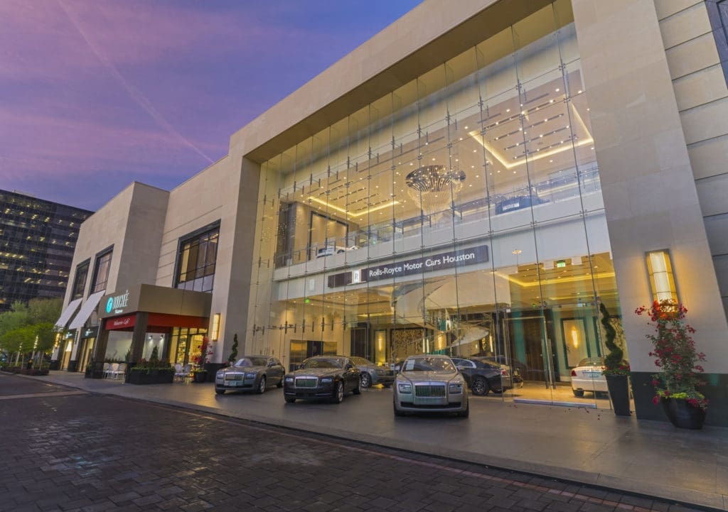 The Post Oak Hotel boasts a two-story Rolls Royce showroom. (Photo Courtesy of Fertitta Entertainment)