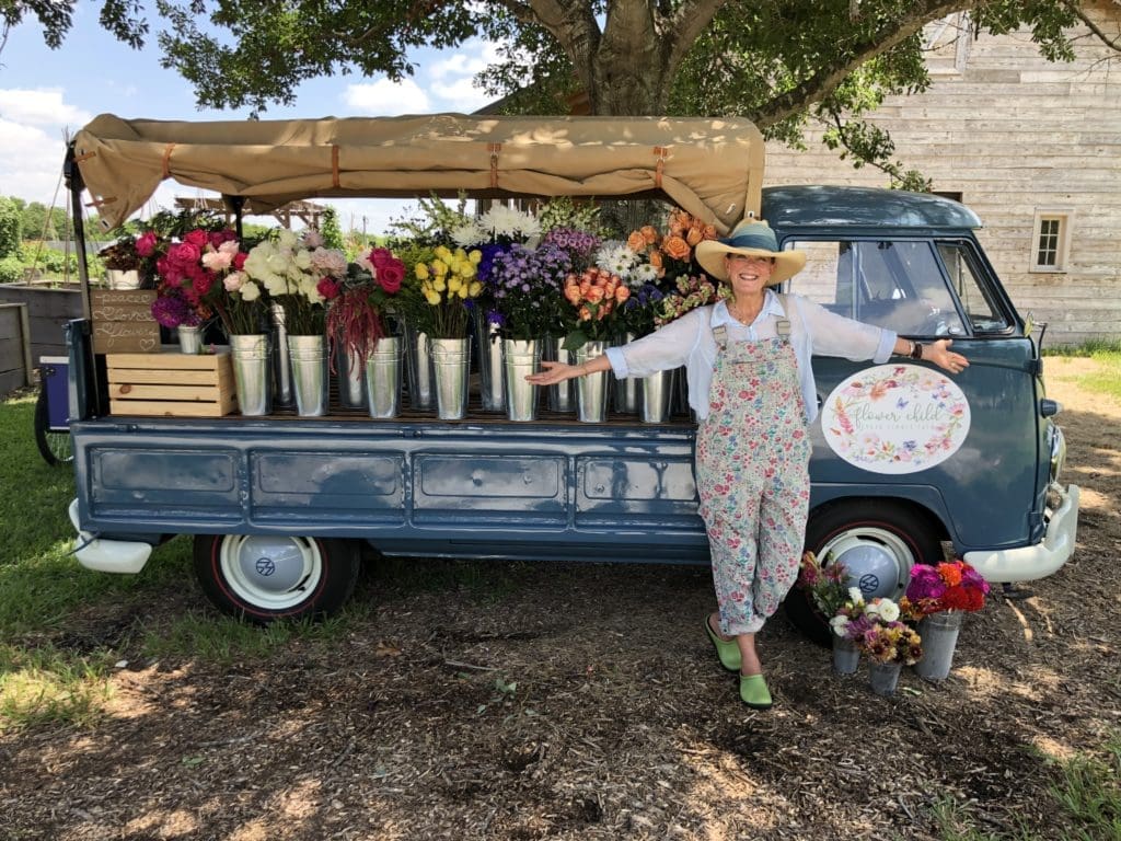 Rosebud, a vintage 1959 VW Transporter reimagined as a flower bar is an available option for an event at Hope Farms.  (Photo by Daniel Ortiz)