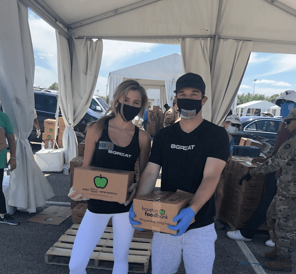Reagan Howard and finance Alex Bregman volunteering at Houston Food Bank. (Instagram photo)