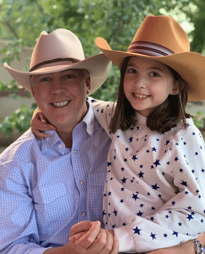 Americana Partners president and partner Jason Fertitta and his daughter don their western hats for a vacation in Santa Fe, New Mexico.